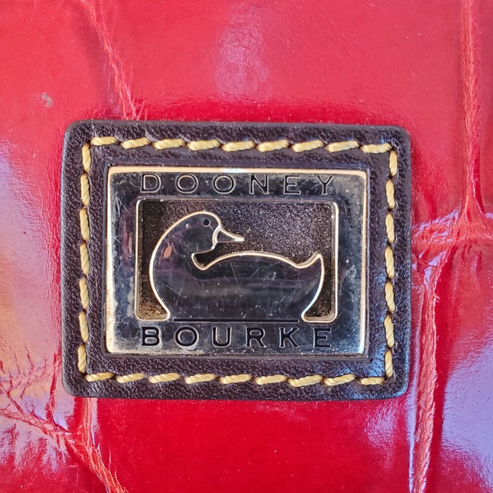 Dooney & Bourke Red & Brown Leather Croc Bag - Picture 7 of 10